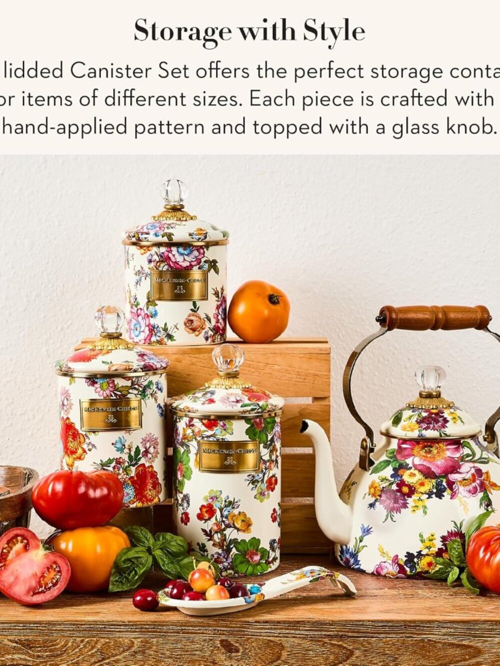 MACKENZIE-CHILDS Enamel Canisters, Versatile Kitchen Storage Containers